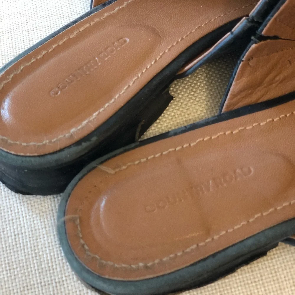 Country Road Australia Black Leather Mules Size 8.5 - Picture 4 of 6